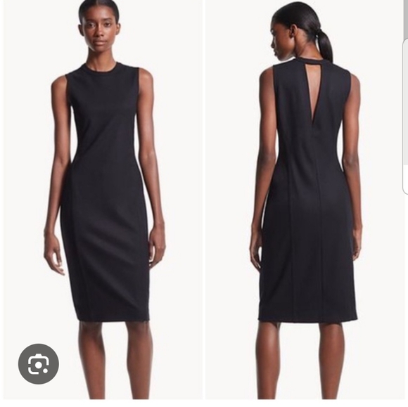 Theory virgin wool grey shift dress gevel Jersey flannel career keyhole sz 8 - Picture 1 of 8